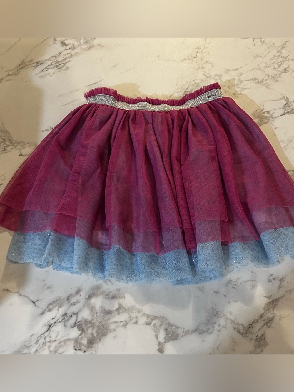 American Girl Magenta and Light Blue Layered Tulle Skirt